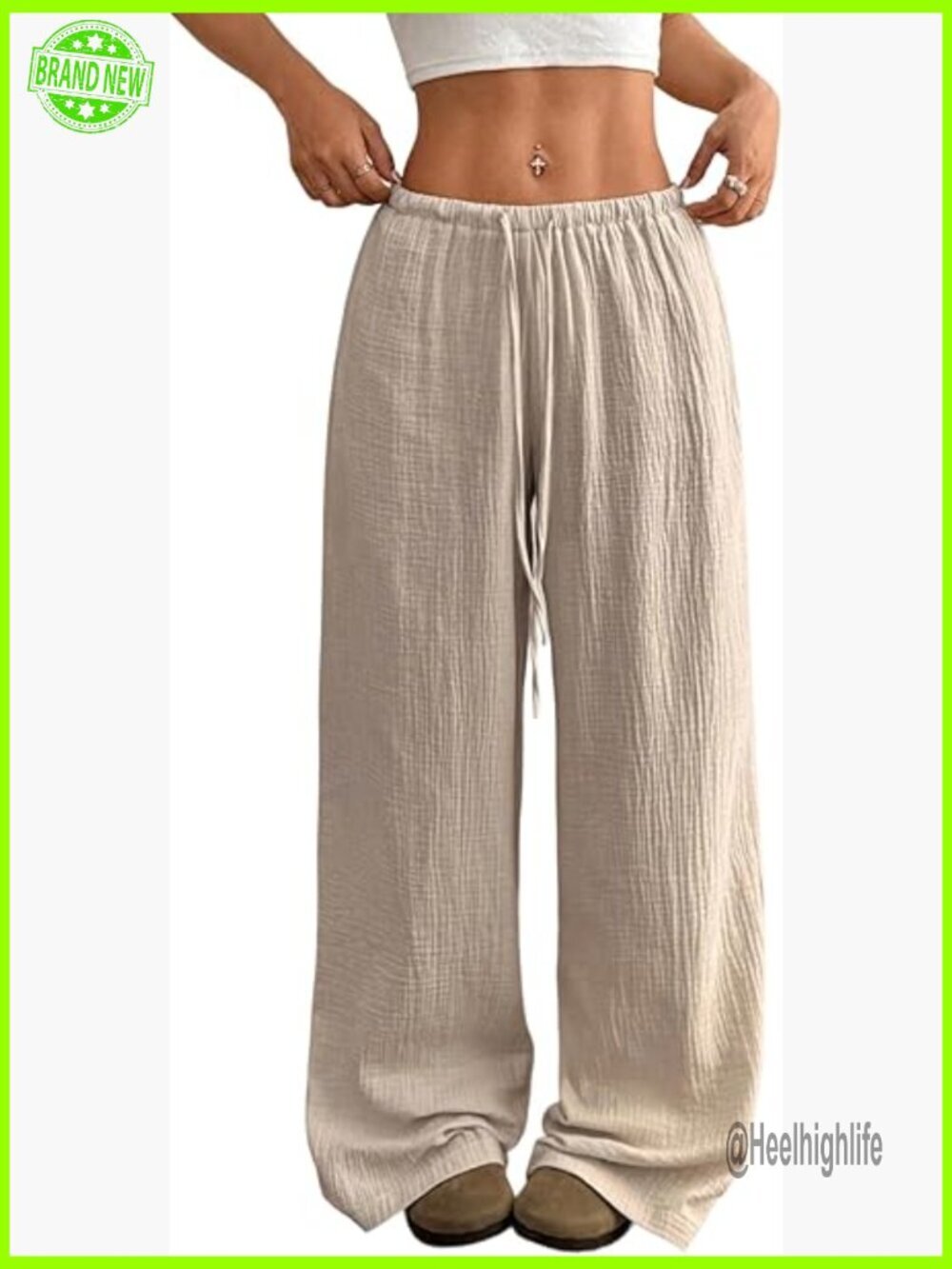 Wide Leg Palazzo Pants Lightweight Drawstring Casual Lounge Beach